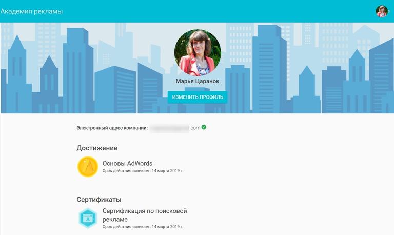 Электронный профиль пользователя